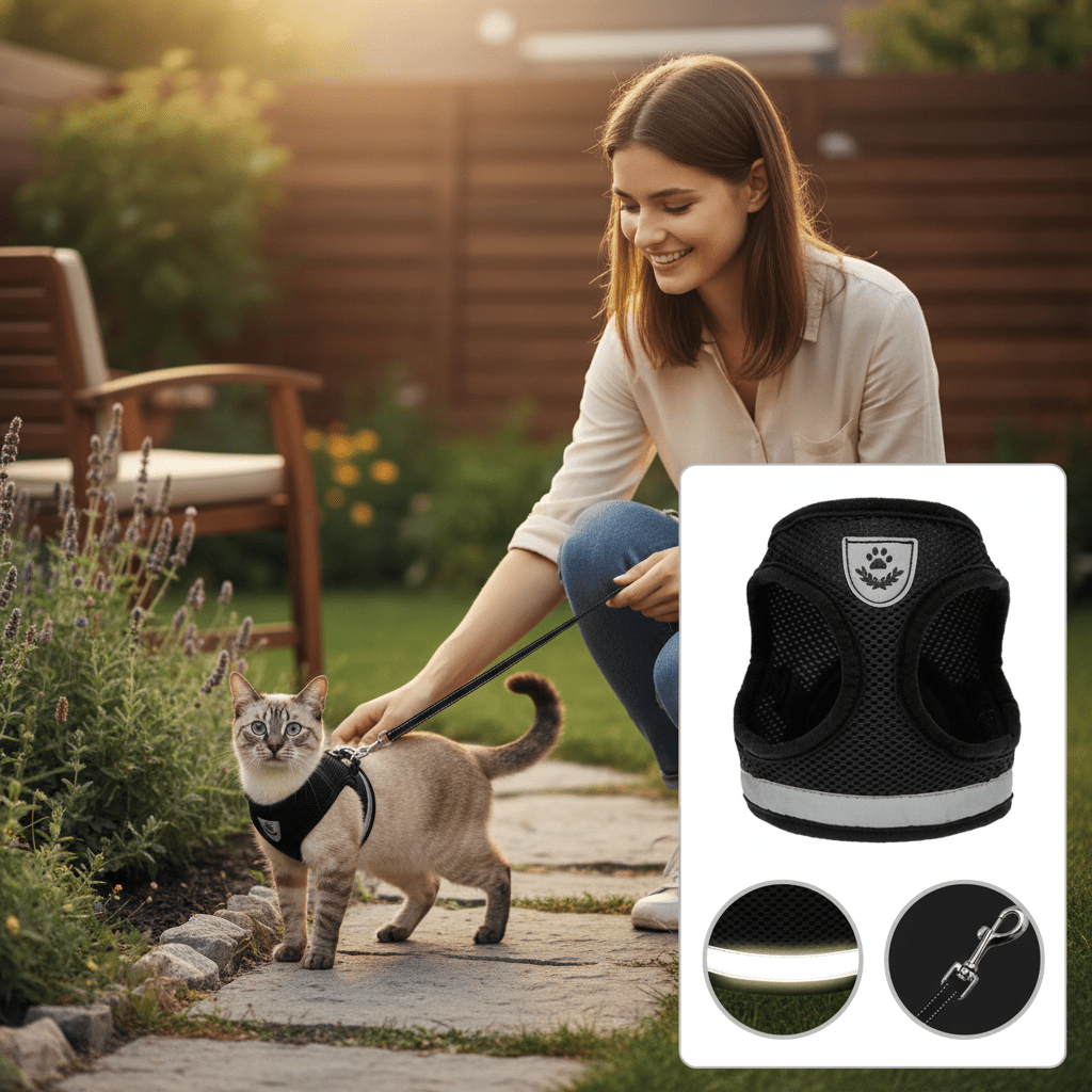 Safe Cat Harness with Reflective Straps - Cofik