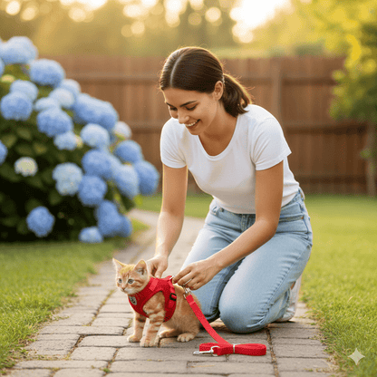 Safe Cat Harness with Reflective Straps