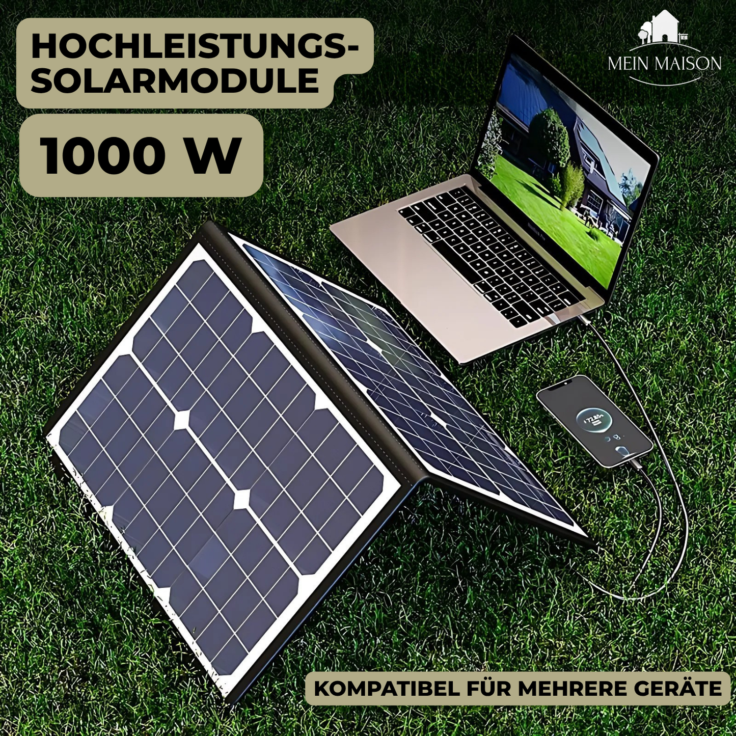 Portable 1000W Solar Power Kit for Outdoor Use