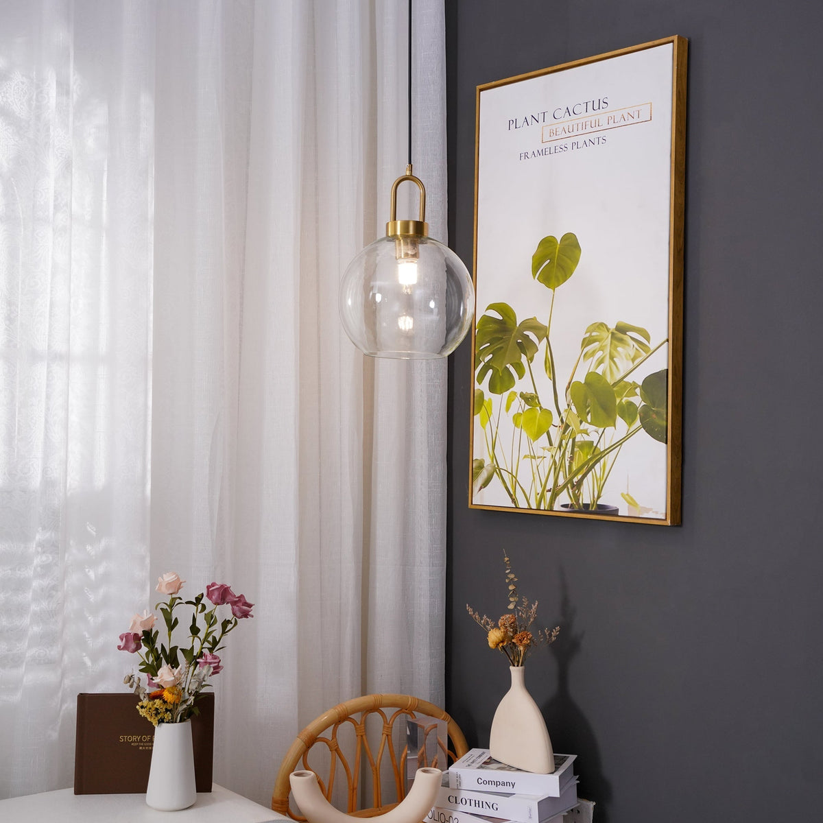Sleek Glass Pendant Light Modern Ceiling Fixture