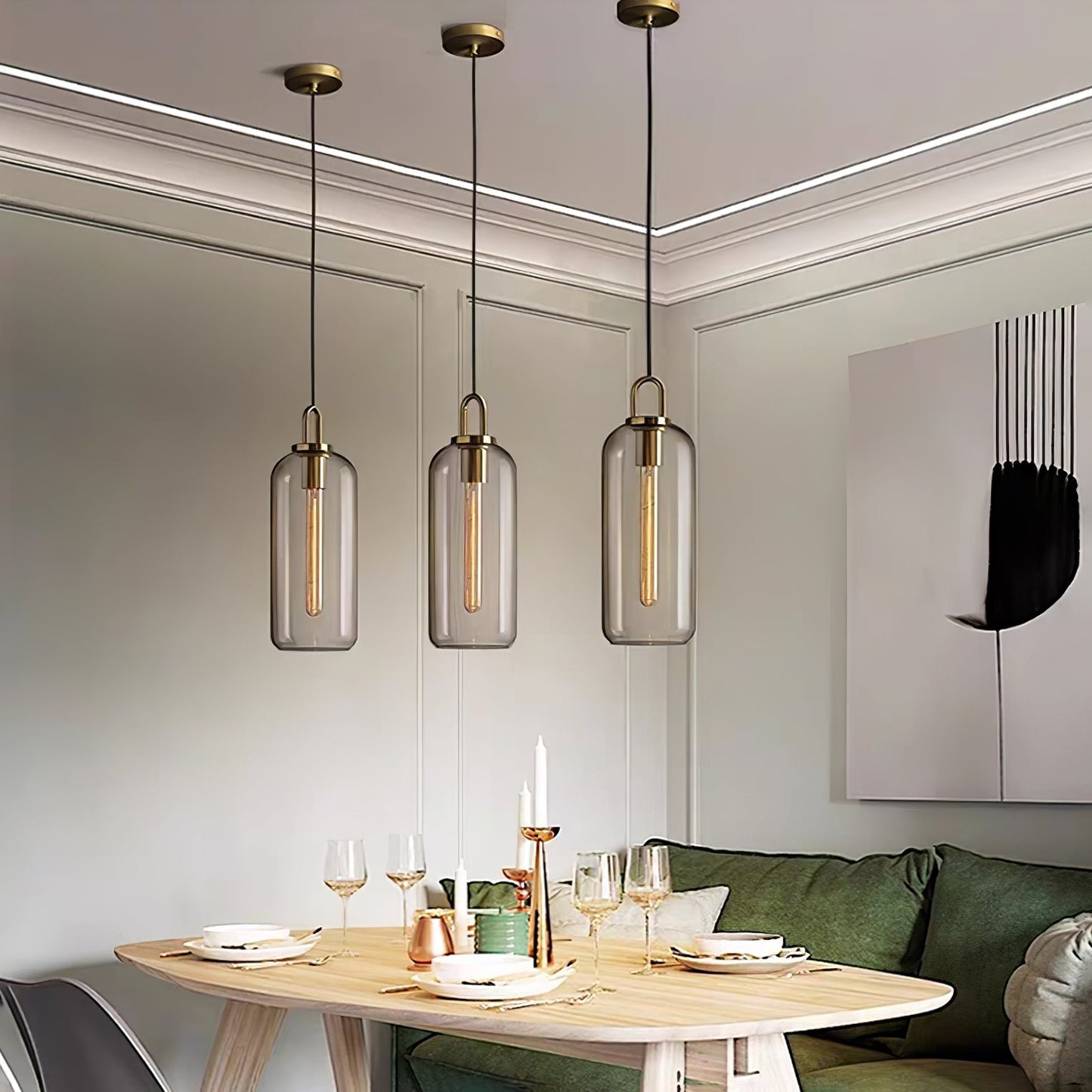 Sleek Hanging Glass Pendant Light