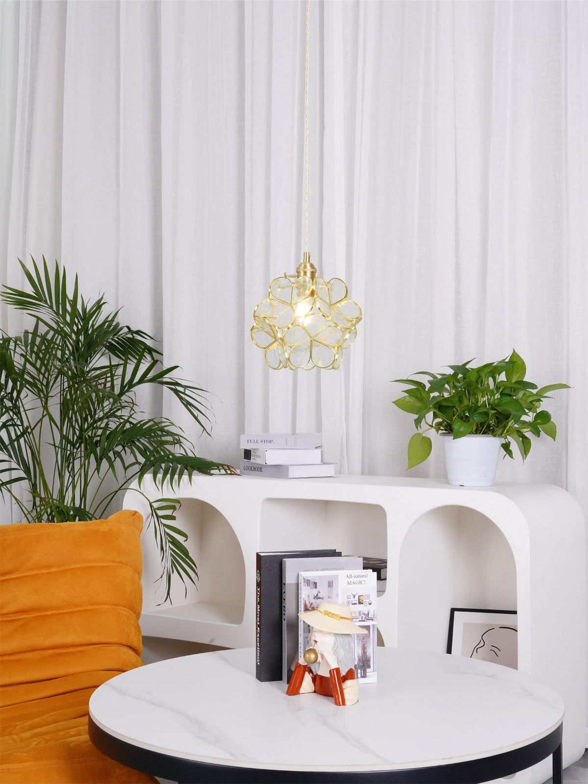 Elegant Glass Pendant Ceiling Light Adjustable Height