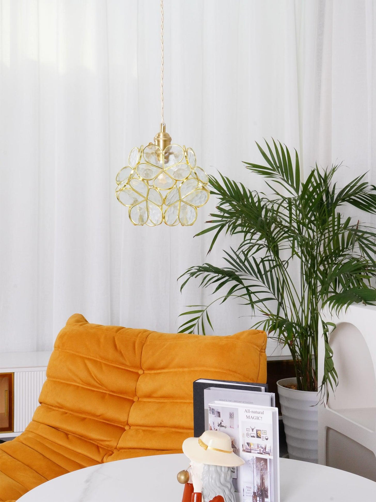 Elegant Glass Pendant Ceiling Light Adjustable Height