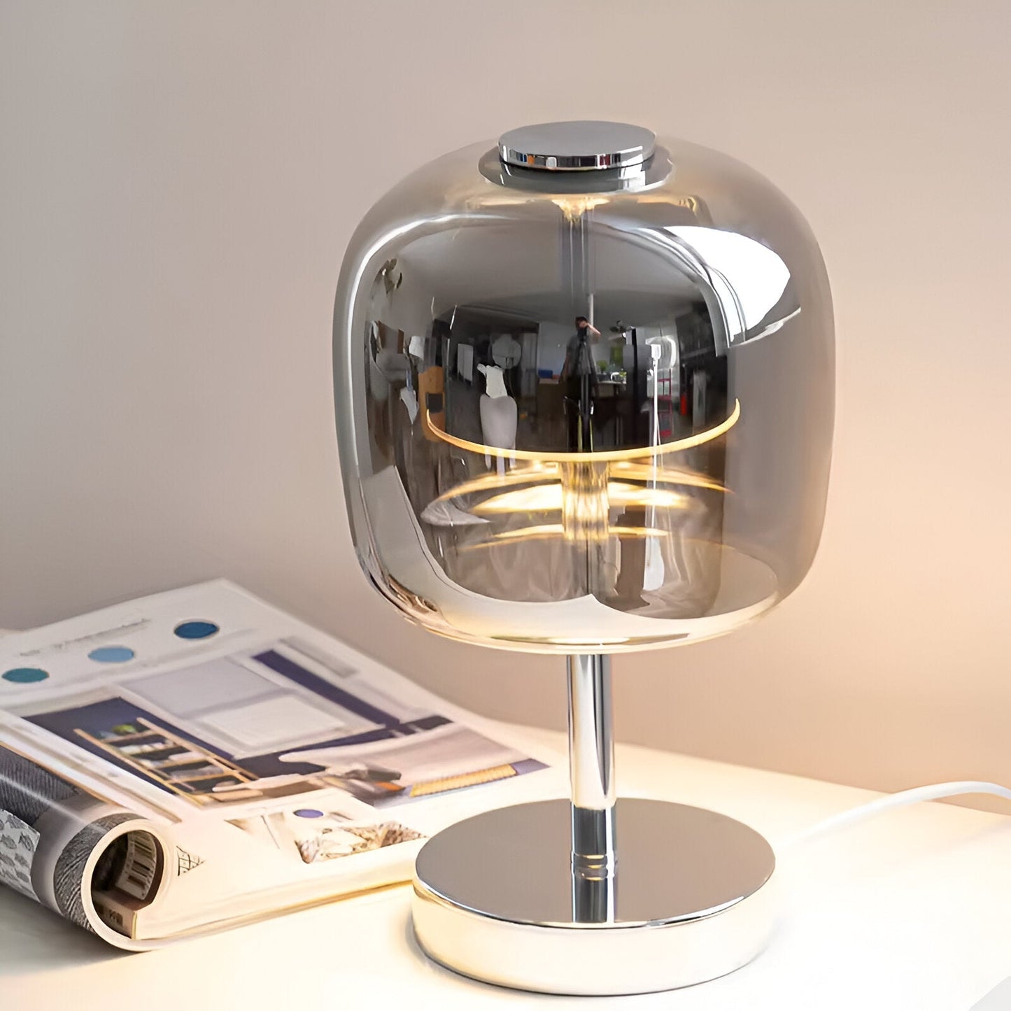Sleek Grey USB Dimmable LED Desk Lamp