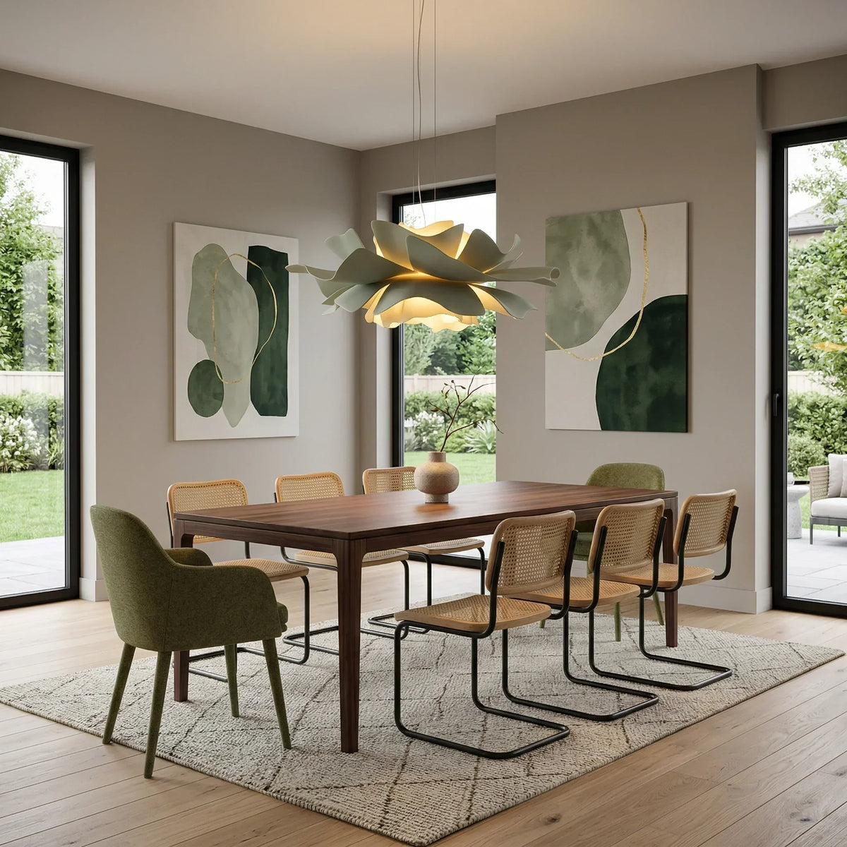 Elegant White Glass Pendant Lamp for Dining Room