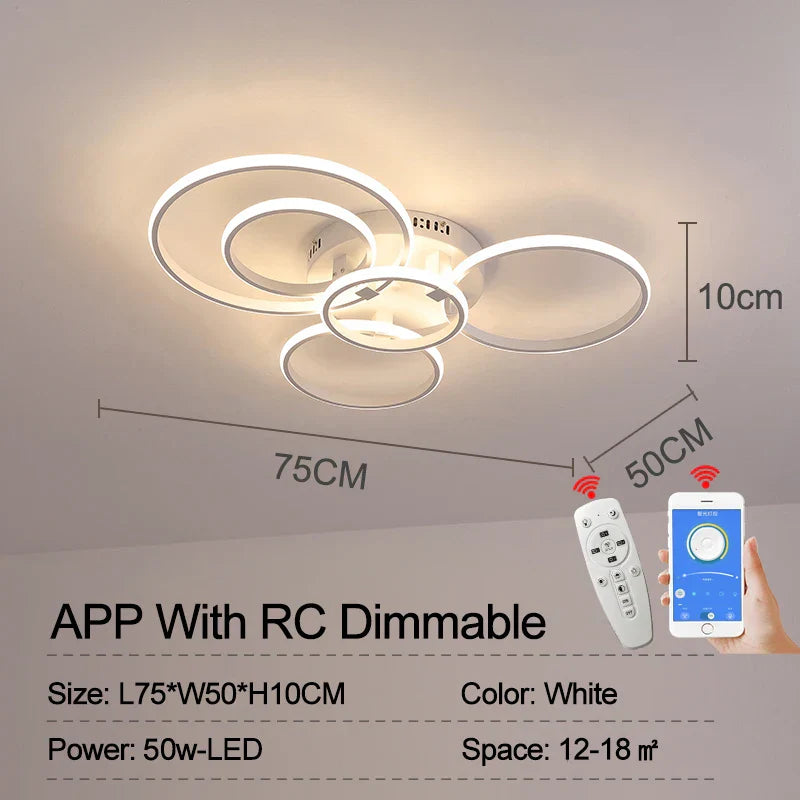 Smart LED Ceiling Lamp - Dimmable Remote Control