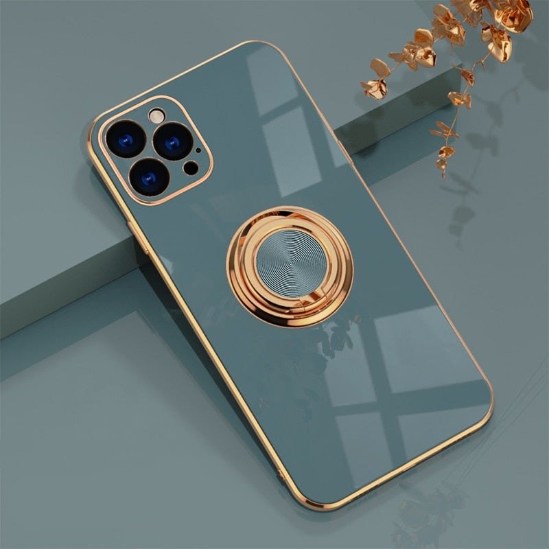 Premium iPhone Case with 360 Metal Kickstand Ring