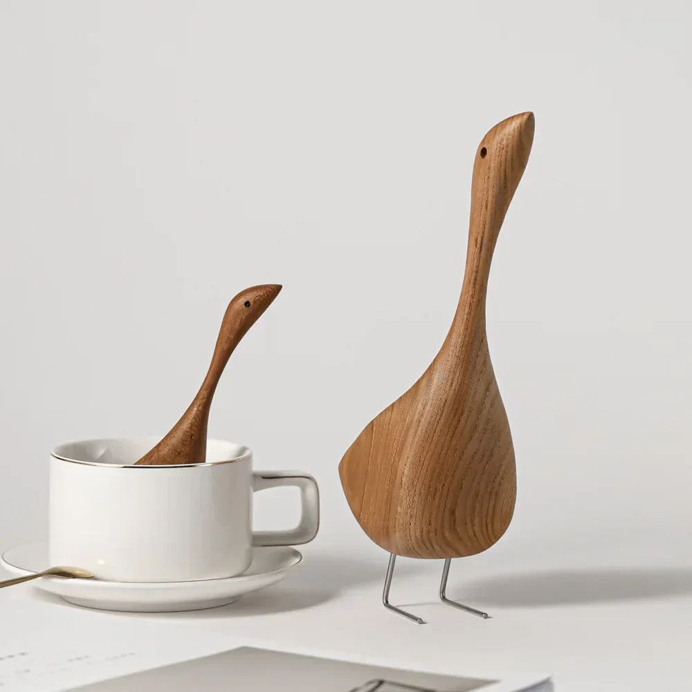 Handcrafted Wooden Love Bird Figurines Natural Home Decor