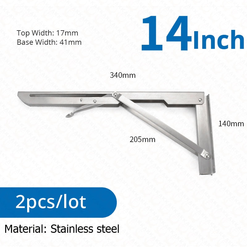 Space-Saving Stainless Steel Folding Shelf Brackets