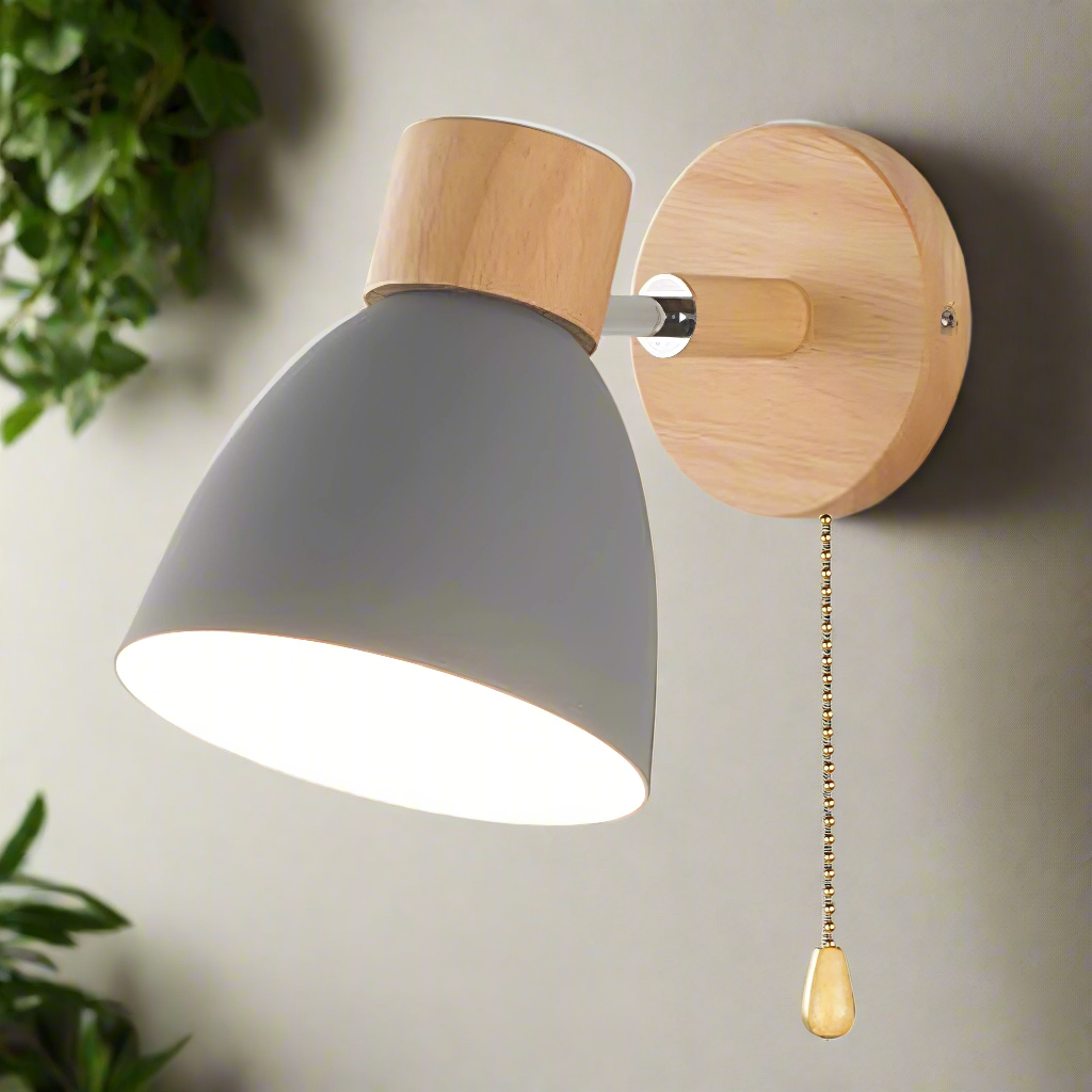 Rustic Wooden Pendant Wall Light