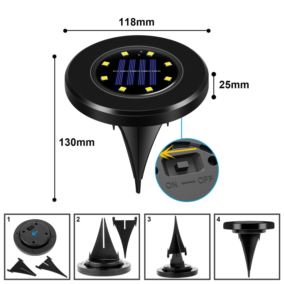 Outdoor Solar Powered Garden Lights Black Set