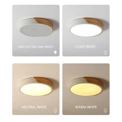 Slim LED Wooden Ceiling Lamp with Remote Control