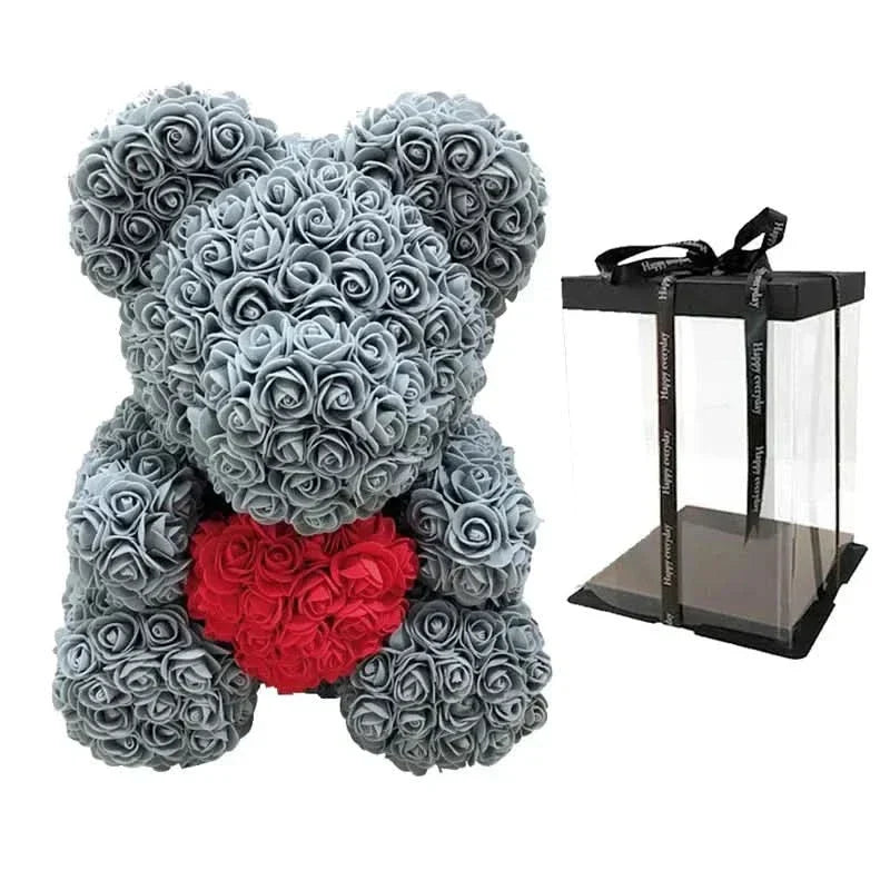 Cute Pink Bear with Soft Flower Details - 40cm