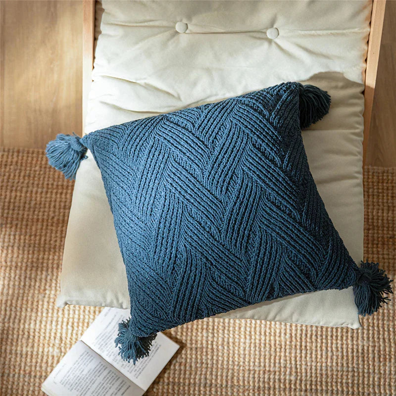 Soft Plush Pillow Cover with Nordic Tassels - Cozy Home Decor