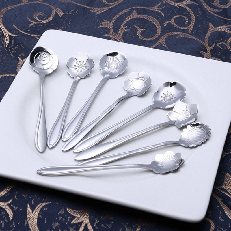 Decorative 8-Piece Stainless Steel Teaspoon Set