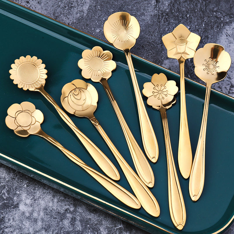 Decorative 8-Piece Stainless Steel Teaspoon Set - Cofik