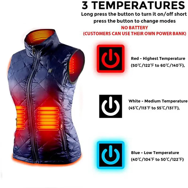 Warm Women's Heated Gilet with USB Power