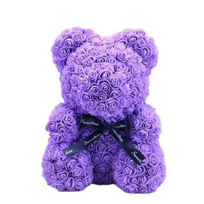 Lovely Fake Rose Bear Plush Toy