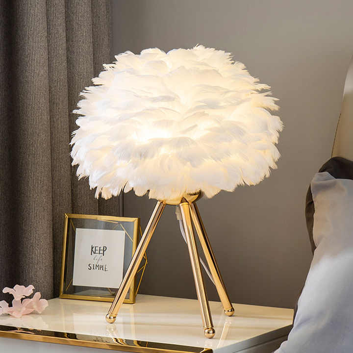 Stylish Dimmable Table Light with Feather Design