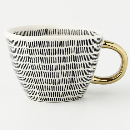 Unique Geometric Mug with Gold Accent Handle