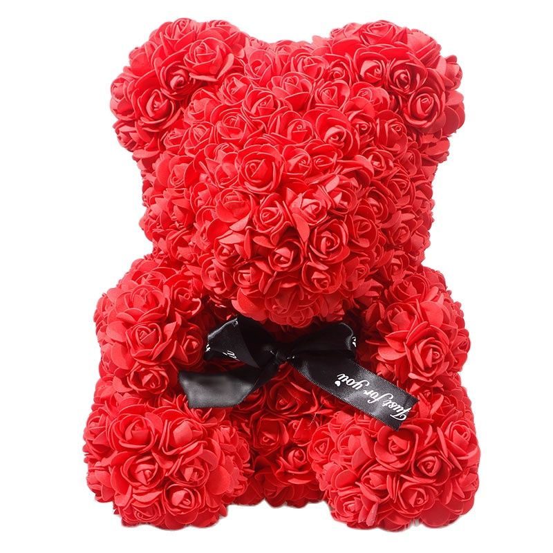 Lovely Fake Rose Bear Plush Toy