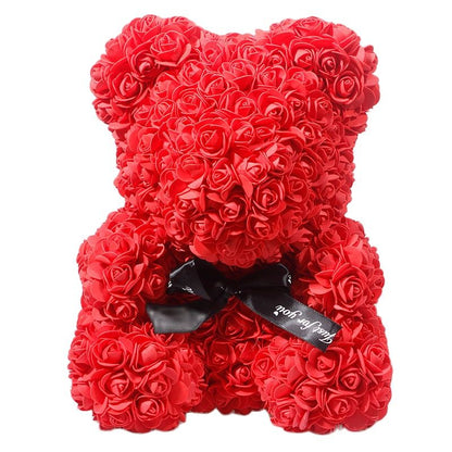 Lovely Fake Rose Bear Plush Toy