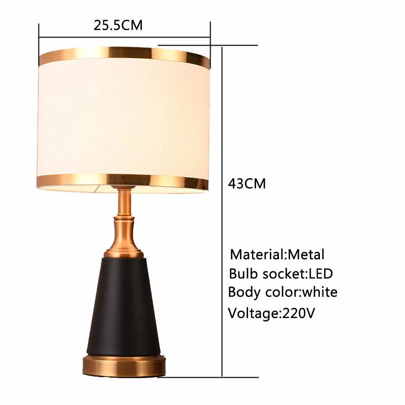 Luxury Gold Metal LED Bedside Table Lamp