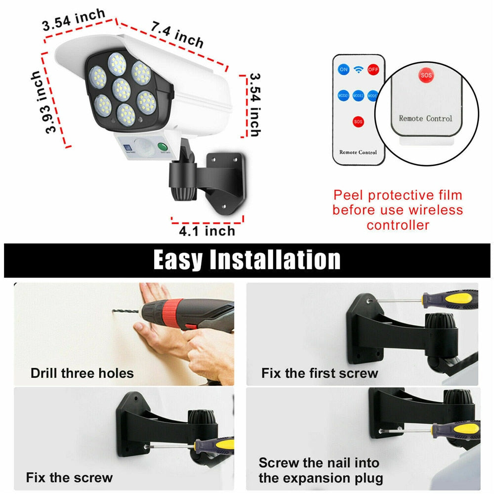 Outdoor Dummy Security Camera with LED Light