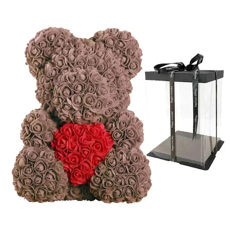 Cute Pink Bear with Soft Flower Details - 40cm