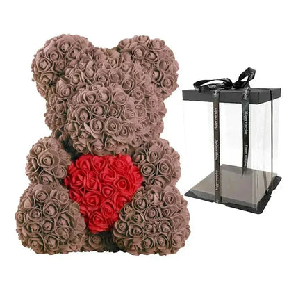 Cute Pink Bear with Soft Flower Details - 40cm
