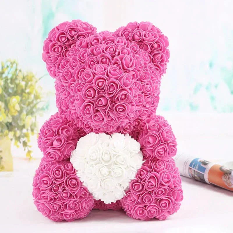 Cute Pink Bear with Soft Flower Details - 40cm