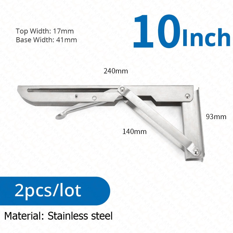 Space-Saving Stainless Steel Folding Shelf Brackets