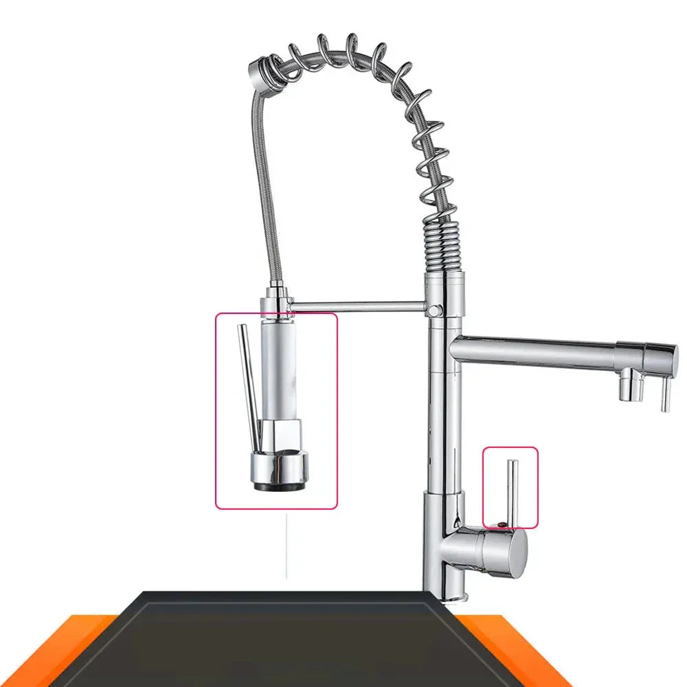 Flexible Double Spout Kitchen Faucet with Swivel - Cofik