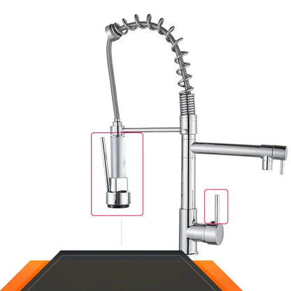 Flexible Double Spout Kitchen Faucet with Swivel - Cofik