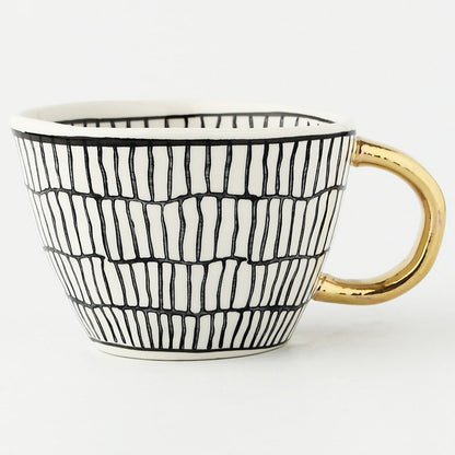 Unique Geometric Mug with Gold Accent Handle