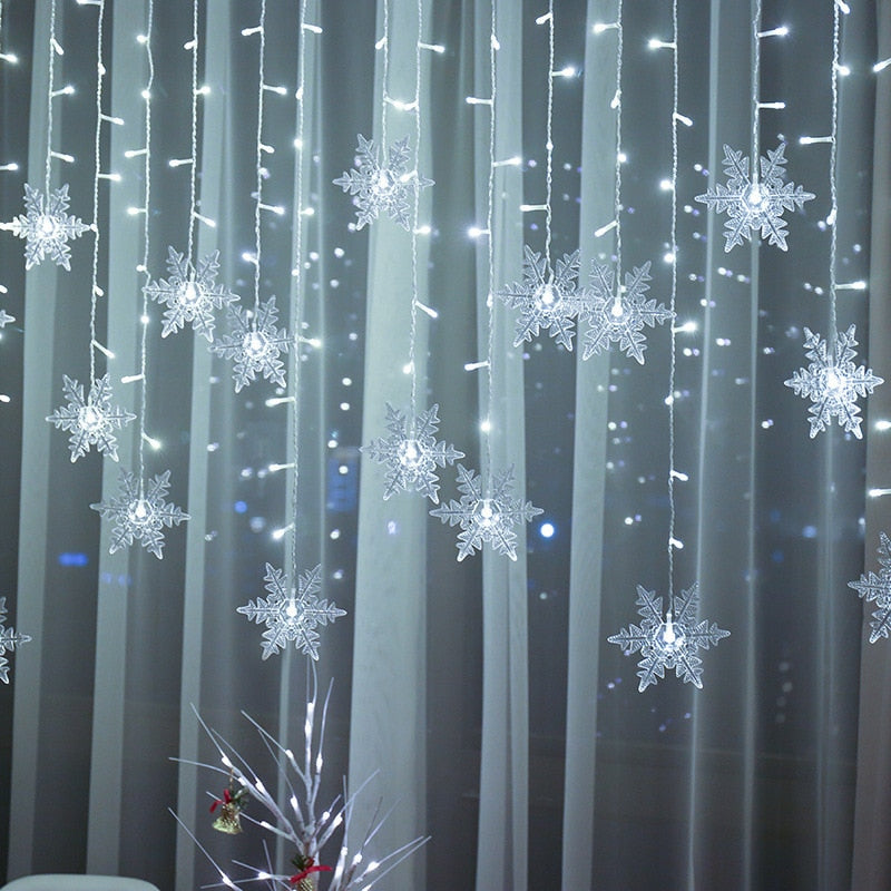 Colorful String Snowflake LED Lights