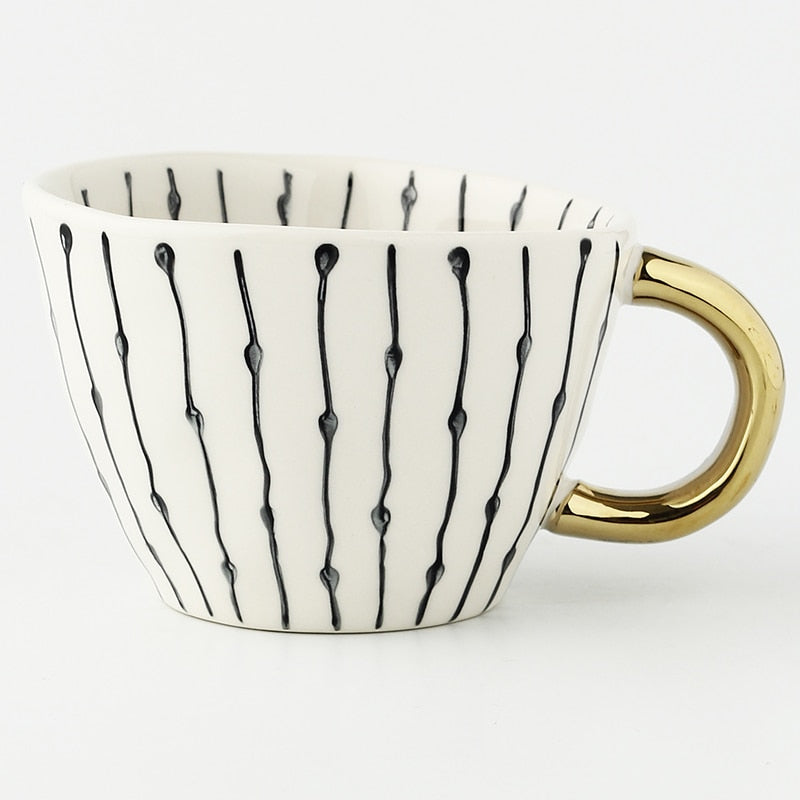 Unique Geometric Mug with Gold Accent Handle