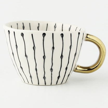 Unique Geometric Mug with Gold Accent Handle
