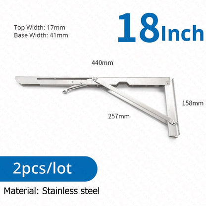 Space-Saving Stainless Steel Folding Shelf Brackets