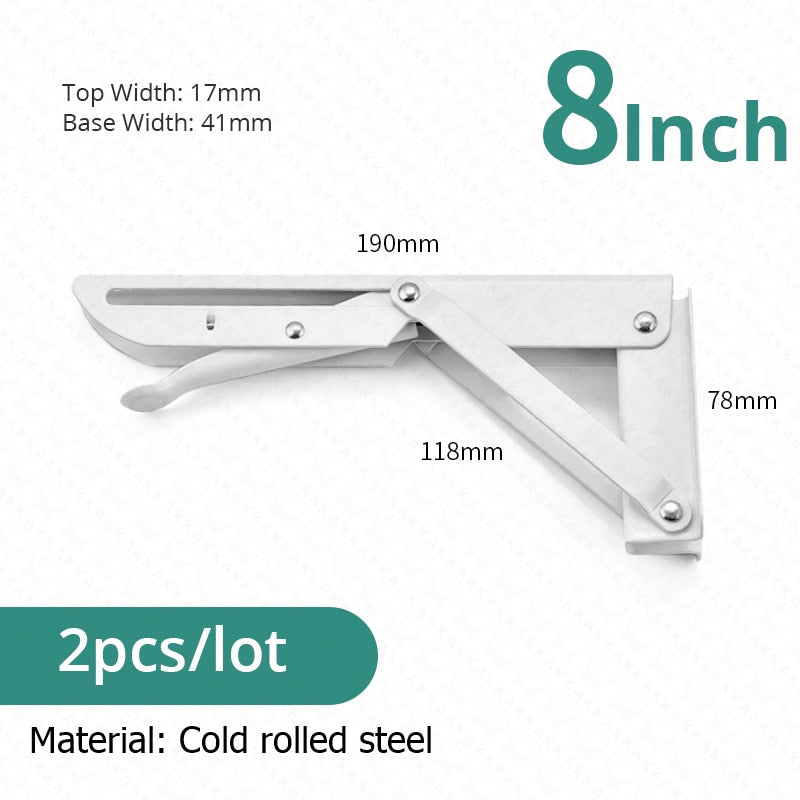 Space-Saving Stainless Steel Folding Shelf Brackets