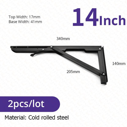 Space-Saving Stainless Steel Folding Shelf Brackets
