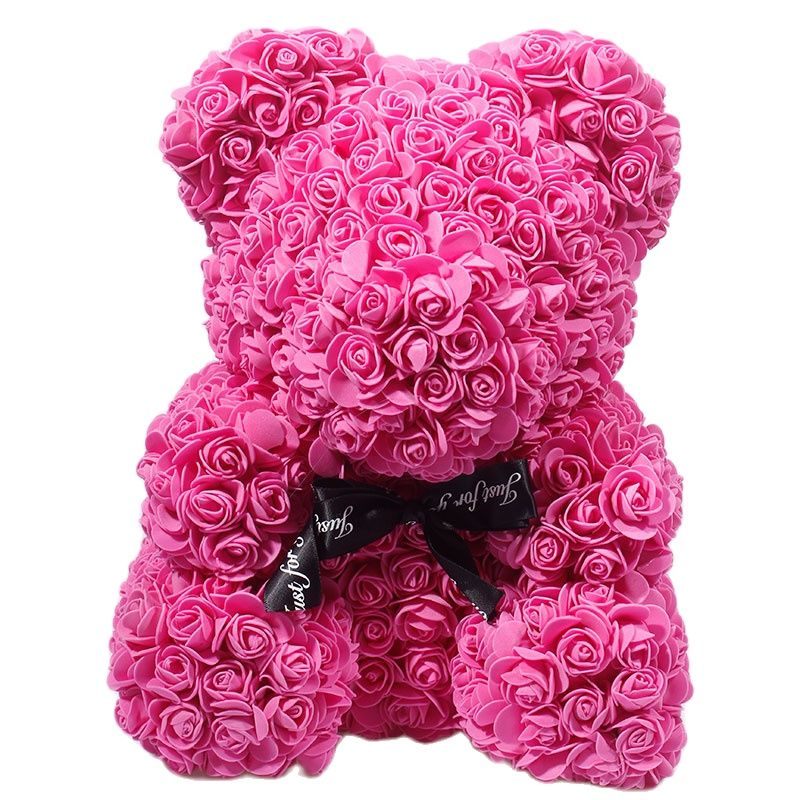Lovely Fake Rose Bear Plush Toy