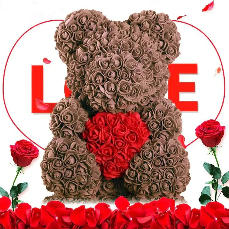 Cute Pink Bear with Soft Flower Details - 40cm