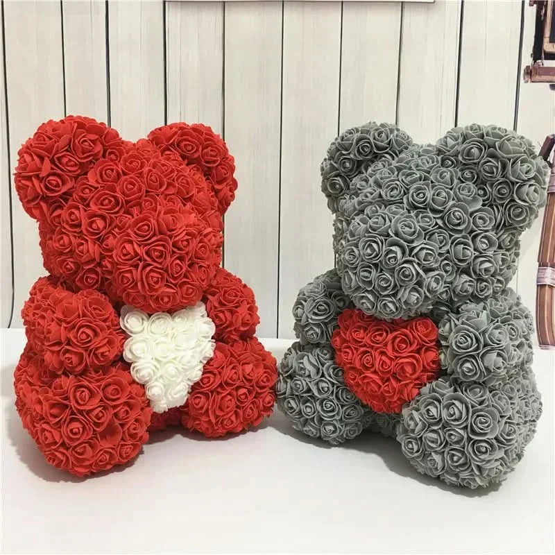 Cute Pink Bear with Soft Flower Details - 40cm