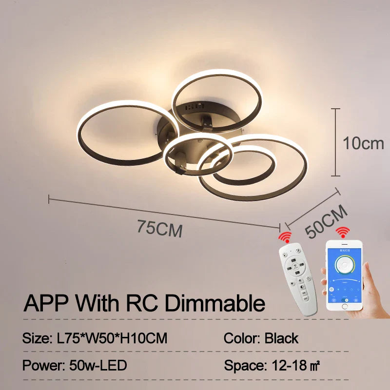 Smart LED Ceiling Lamp - Dimmable Remote Control