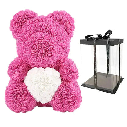 Cute Pink Bear with Soft Flower Details - 40cm