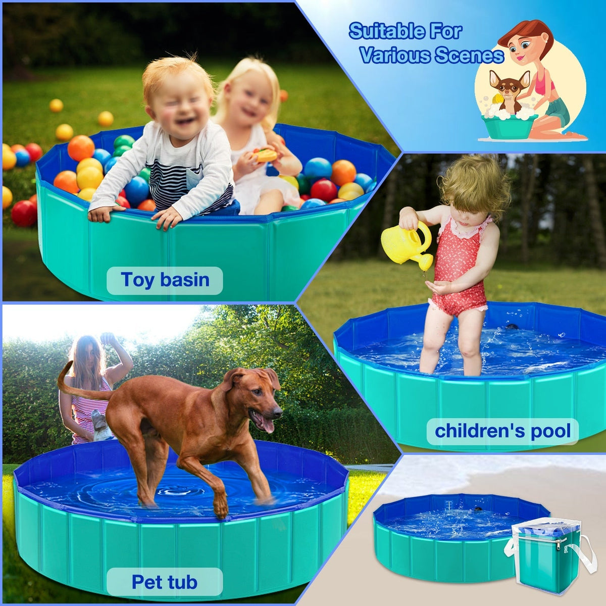 Portable Folding Pet Pool for Kids and Pets - Cofik