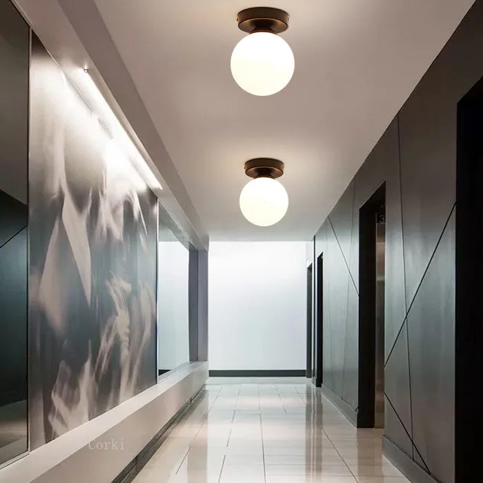 Contemporary Glass Globe Ceiling Lamp