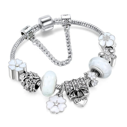 Beautiful Flower Charm Bracelet Gift