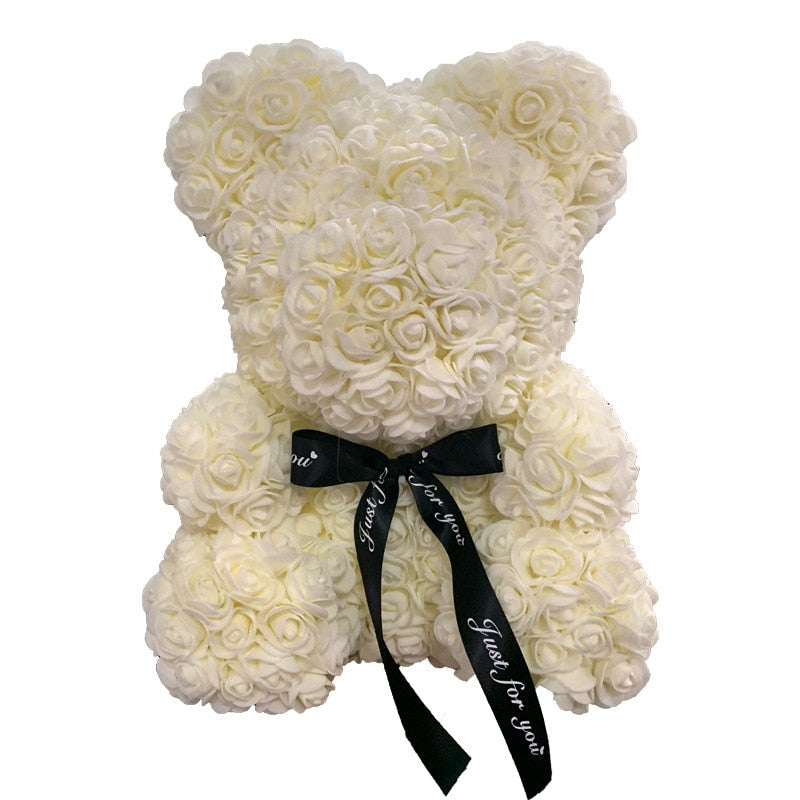 Lovely Fake Rose Bear Plush Toy